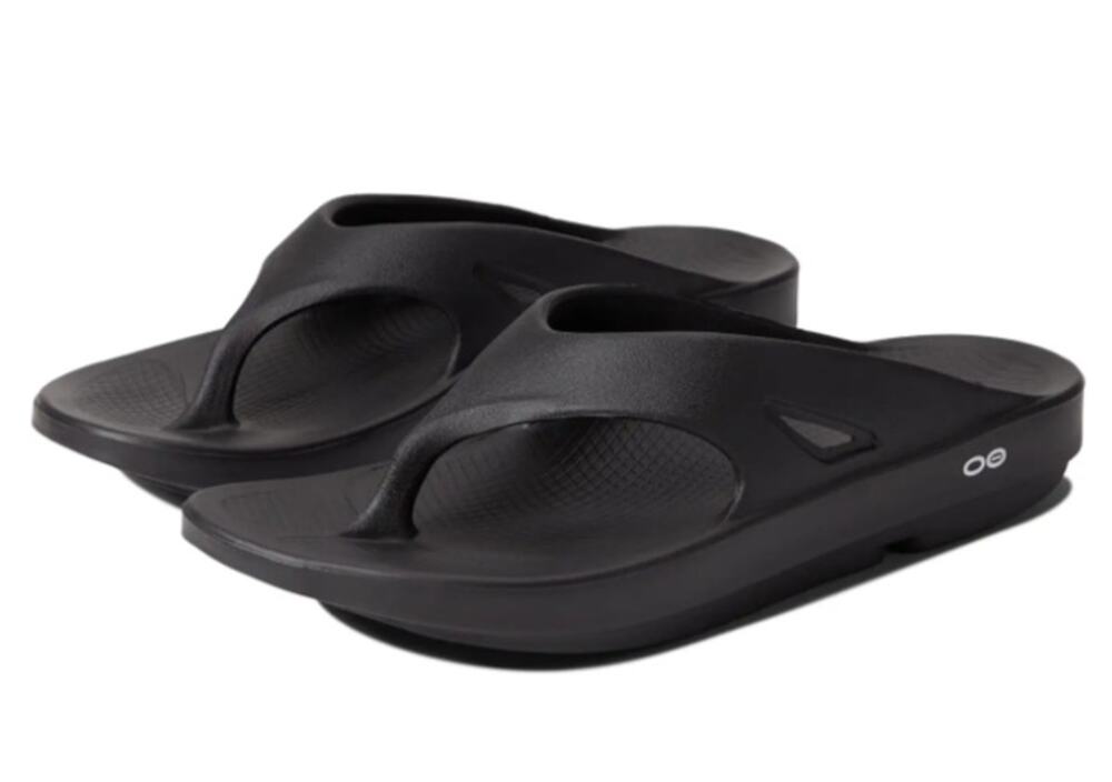 OOFOS Womens OOriginal Thong Sandals Size 6 EU 37 Black EUC